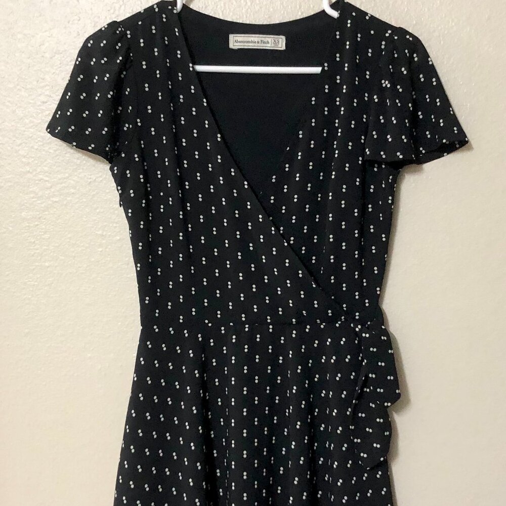 ABERCROMBIE & FITCH Short Sleeve Wrap V Neck Dress Zip Tie Knot Size XS